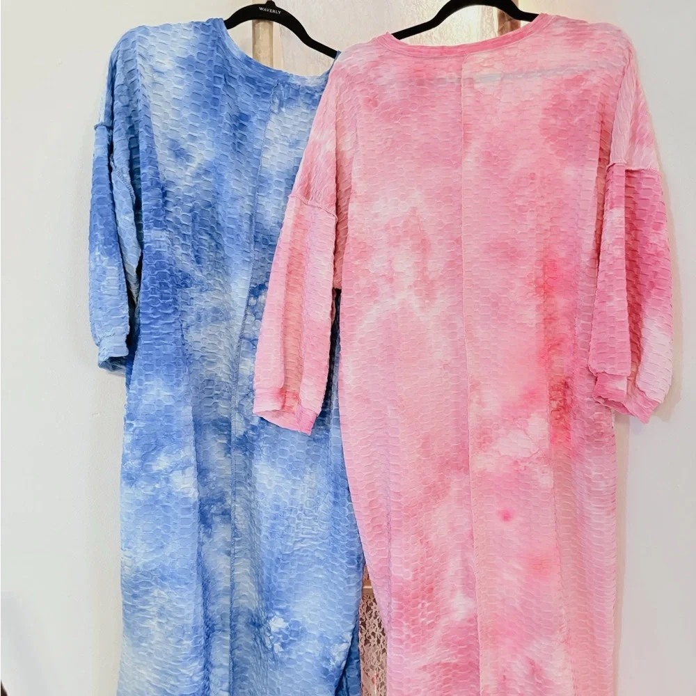Tie-Dye Waffle knit Midi Dresses - - Picture 2 of 5